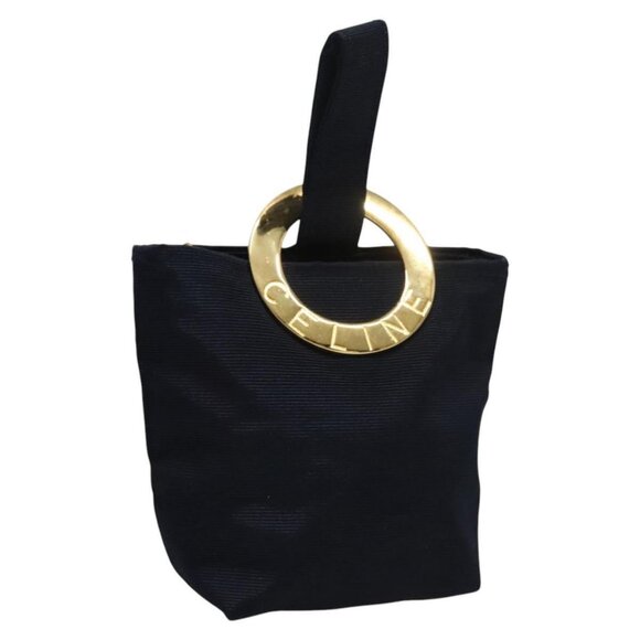 CELINE Pouch Nylon Black Gold Auth - Picture 1 of 16